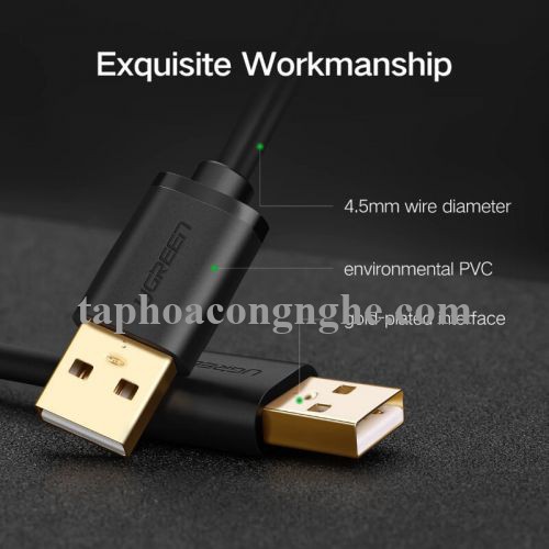 Ugreen 30131 0.5M màu Trắng Cáp 2 đầu USB 2.0 vỏ nhựa PVC US102 30030131